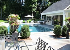 Backyard pool and furniture