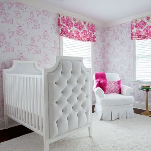 fancy bedroom and baby crib